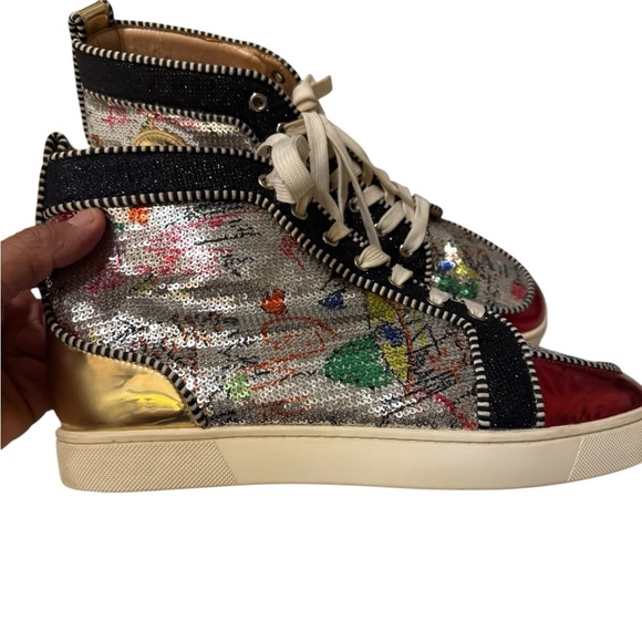 Christian Louboutin,Shoes Multicolor Sequin HighTop Sneakers, some sign of wear - Picture 5 of 14